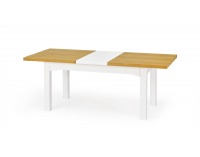 Rustikálny rozkladací jedálenský stôl Leonardo - biela / dub medový