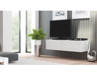 TV stolík na stenu Livo 160W - biela / biely lesk