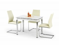 Sklenený rozkladací jedálenský stôl Logan 2 - biela / chróm