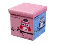 Taburetka s úložným priestorom Moly - vzor sova