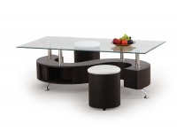 Sklenený konferenčný stolík s taburetkami Nina HU - wenge / priehľadná