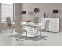 Rozkladací jedálenský stôl Onyx - biely lesk / nerezová