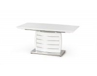 Rozkladací jedálenský stôl Onyx - biely lesk / nerezová