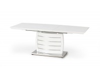 Rozkladací jedálenský stôl Onyx - biely lesk / nerezová