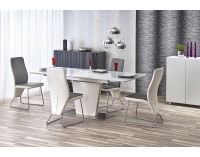 Sklenený rozkladací jedálenský stôl Platon - biely lesk