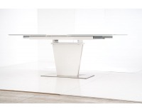 Sklenený rozkladací jedálenský stôl Platon - biely lesk