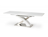 Rozkladací jedálenský stôl Sandor 2 - biely lesk / nerezová