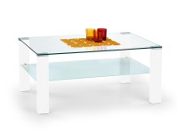 Sklenený konferenčný stolík Simple - biely lesk / priehľadná / mliečna