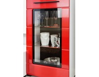 Obývacia stena s osvetlením Timber 1 - biela / červený lesk