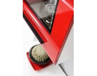 Obývacia stena s osvetlením Timber 1 - biela / červený lesk