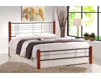 Kovová manželská posteľ s roštom Viera 160 - čerešňa antická / čierna