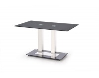 Sklenený jedálenský stôl Walter 2 - čierna / nerezová
