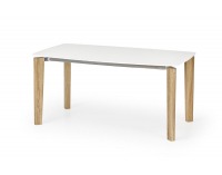 Jedálenský stôl Weber - biely lesk / dub sonoma