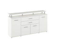 Štvordverová komoda so zásuvkami Hanola - biela