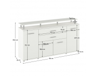 Štvordverová komoda so zásuvkami Hanola - biela