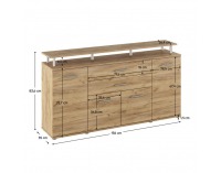 Štvordverová komoda so zásuvkami Hanola - dub artisan