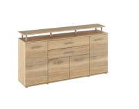 Štvordverová komoda so zásuvkami Hanola - dub sonoma