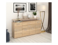 Štvordverová komoda so zásuvkami Hanola - dub sonoma