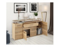 Štvordverová komoda so zásuvkami Hanola - dub sonoma