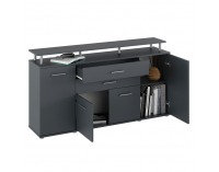 Štvordverová komoda so zásuvkami Hanola - grafit