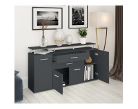 Štvordverová komoda so zásuvkami Hanola - grafit