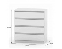 Zásuvková komoda Hany 004 - biela