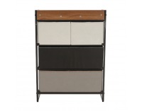 Komoda s látkovými boxami Hazel Typ 2 - čierna / béžová / hnedá