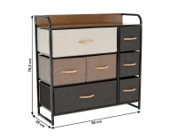 Komoda s látkovými boxami Hazel Typ 2 - čierna / béžová / hnedá