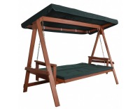 Drevená záhradná hojdačka Baharu - meranti / tmavozelená