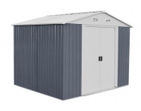 Plechový záhradný domček Plus 10x10 - sivá / biela