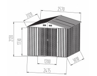 Plechový záhradný domček Plus 10x8 - sivá / biela