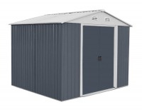 Plechový záhradný domček Plus 6x8 - sivá / biela