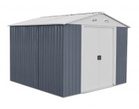 Plechový záhradný domček Plus 8x8 - sivá / biela