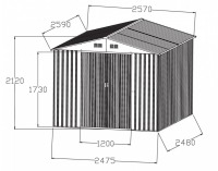 Plechový záhradný domček Plus 8x8 - sivá / biela