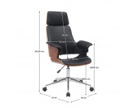 Kancelárske kreslo Hektor - čierna / orech / chróm
