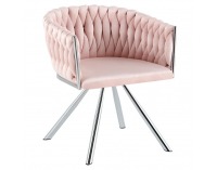 Otočné jedálenské kreslo Helin - púdrovoružová (Velvet) / chróm