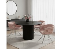 Otočné jedálenské kreslo Helin - púdrovoružová (Velvet) / chróm