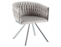 Otočné jedálenské kreslo Helin - svetlosivá (Velvet) / chróm