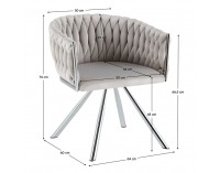 Otočné jedálenské kreslo Helin - svetlosivá (Velvet) / chróm