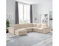 Rohová sedačka U s rozkladom a elektrickou funkciou výsuvu Hella Roh U P - béžová
