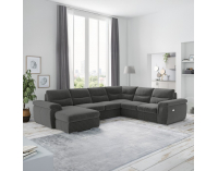 Rohová sedačka U s rozkladom a elektrickou funkciou výsuvu Hella Roh U P - grafit