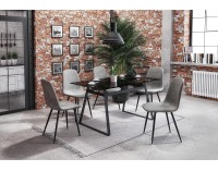 Sklenený jedálenský stôl Herald - dymová / čierna