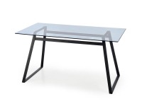 Sklenený jedálenský stôl Herald - dymová / čierna