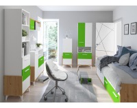 Študentská izba Hey - dub artisan / biela / zelená
