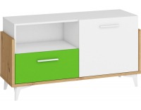 Komoda Hey HEY-08 - dub artisan / biela / zelená