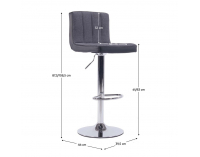 Barová stolička Hilda - sivá / čierna / chróm