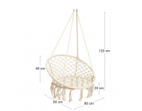 Závesné hojdacie kreslo Hoppy 120x80 cm - krémová