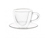 Termo šálka s podšálkou (2 ks) Hotcool Typ 5 150 ml - priehľadná