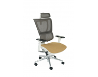 Kancelárska stolička s podrúčkami Iko Color W - svetlohnedá / čierna / biela / chróm