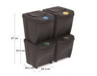 Odpadkový kôš na triedený odpad (4 ks) IKWB25S4 25 l - antracit